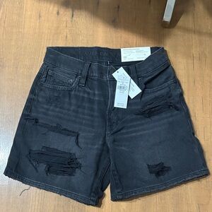 American Eagle Outfitters Black Distressed Women Shorts